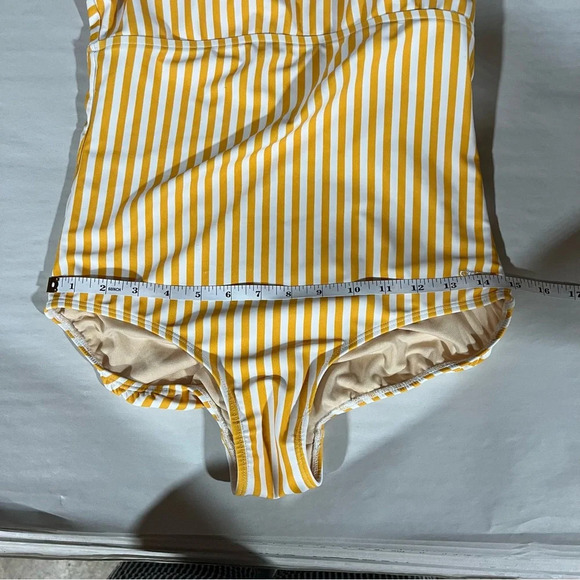 ALBION ~ The Cabana One Piece Swimsuit Yellow and White Striped Shoulder Ties - Picture 10 of 13
